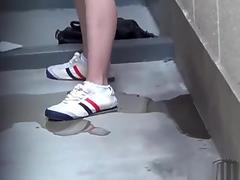 School girl's toilet overflowing with piss