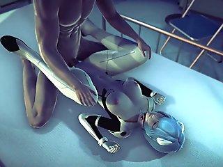 Jazmine takes two dicks real deep inside her holes