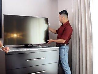 Vintage blonde takes a messy double facial